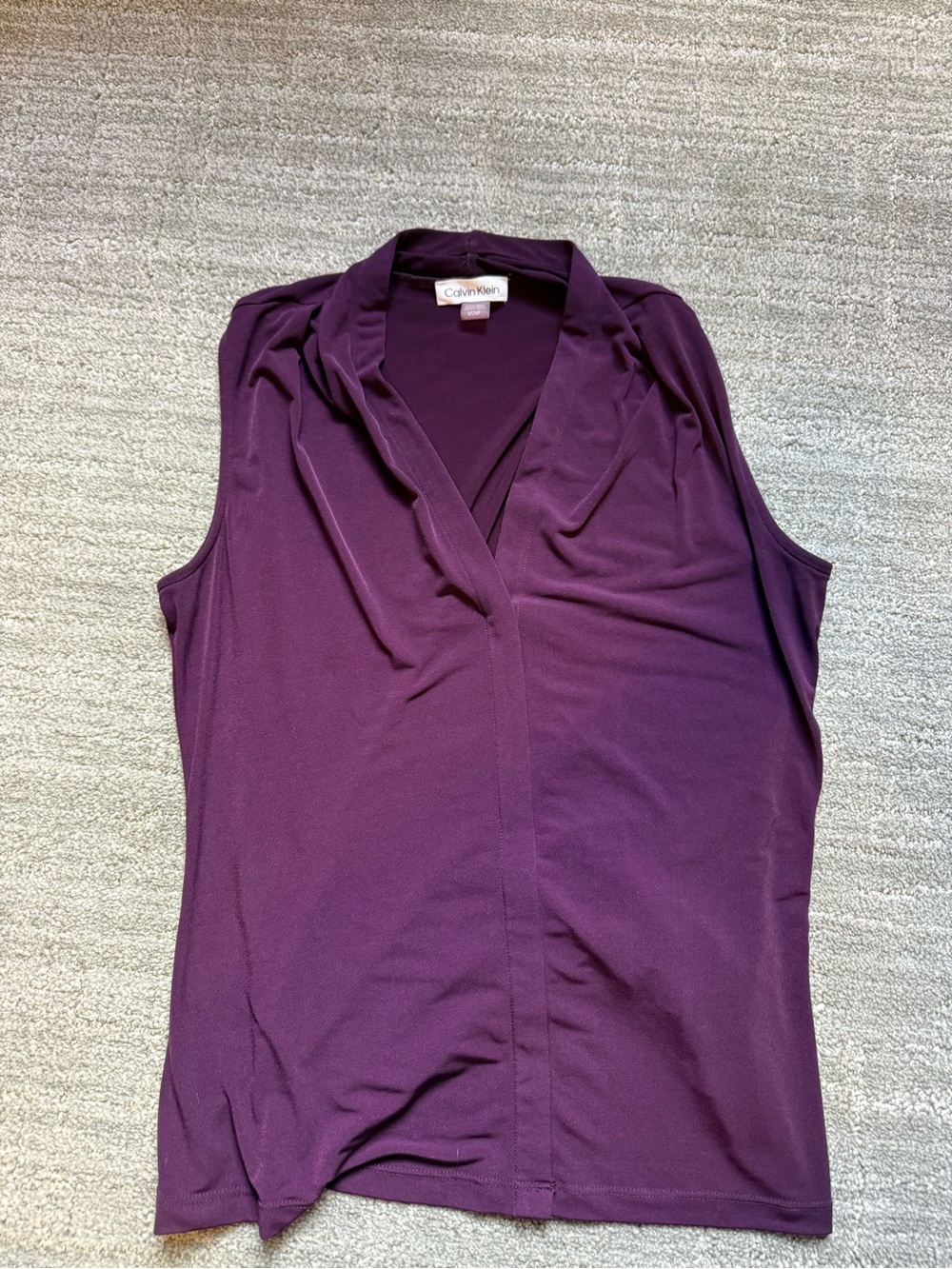 Calvin Klein Plum Sleeveless V-Neck Draped Camisole